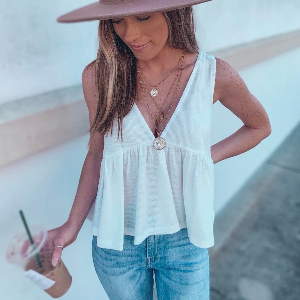 12th Tribe White V-Neck Tank Top